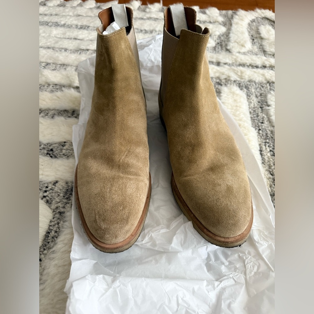 Common Projects Tan Suede Chelsea Bootss